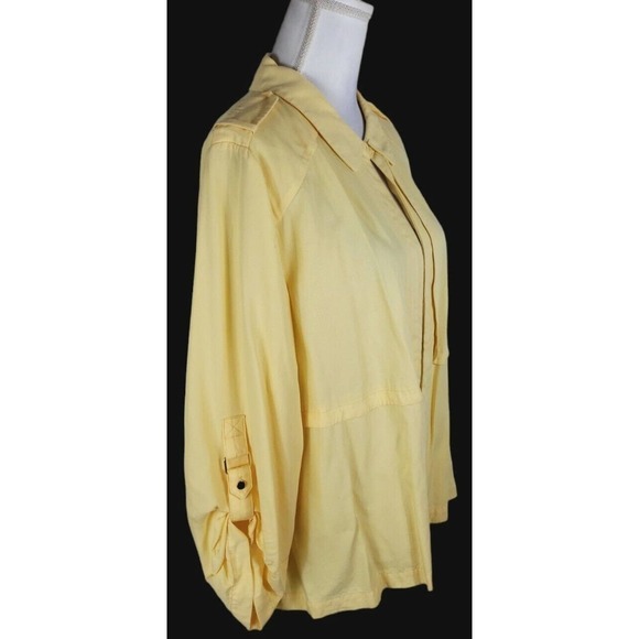 Chico's~Size 3 (XL)~Yellow Unlined Open Front Blazer Collar & Lapels Epaulettess - Picture 14 of 16